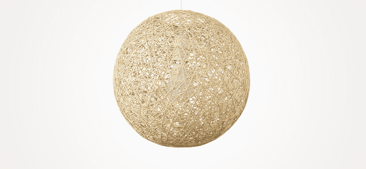 Rattan Globe Ball Style Ceiling Pendant Lampshade - Wicker Finish